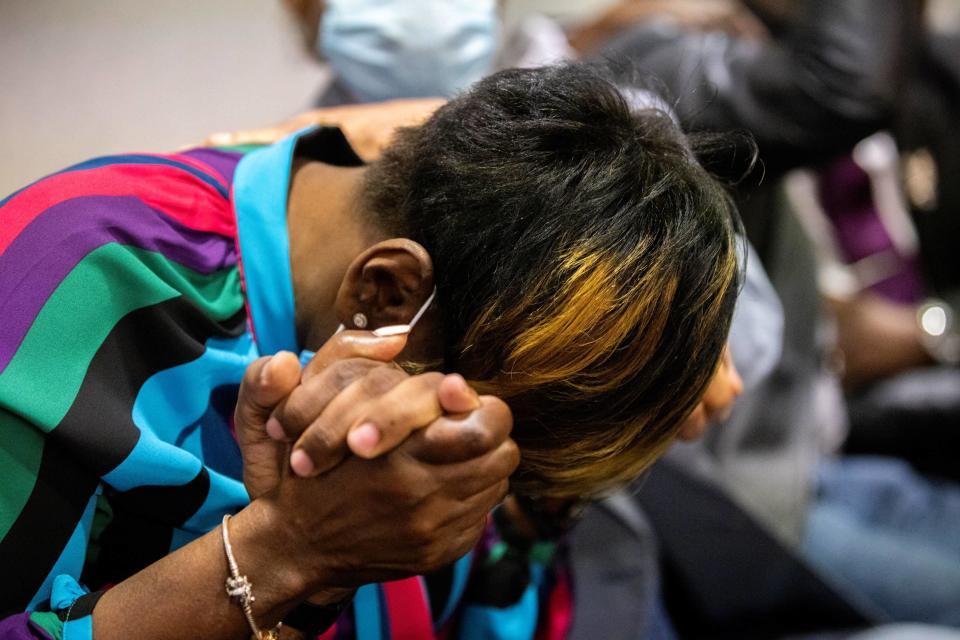 Wanda Cooper-Jones reacts after the jury convicted Travis McMichael in the trial of McMichael, his father, Greg McMichael, and neighbor, William 