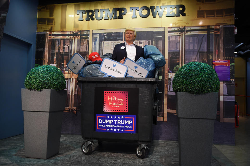 <h1 class="title">"Dump Trump" At Madame Tussauds In Berlin</h1><cite class="credit">Tristar Media/Getty Images</cite>