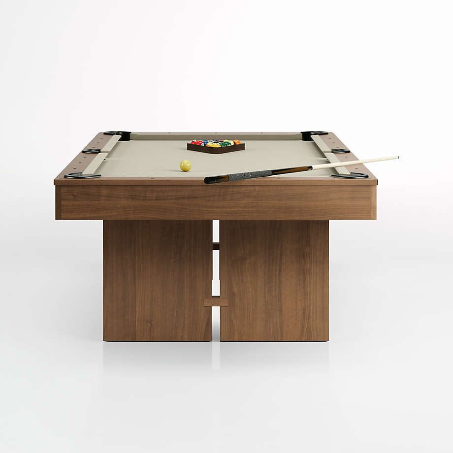 16) Walnut Pool Table with Wall Rack and Accessories
