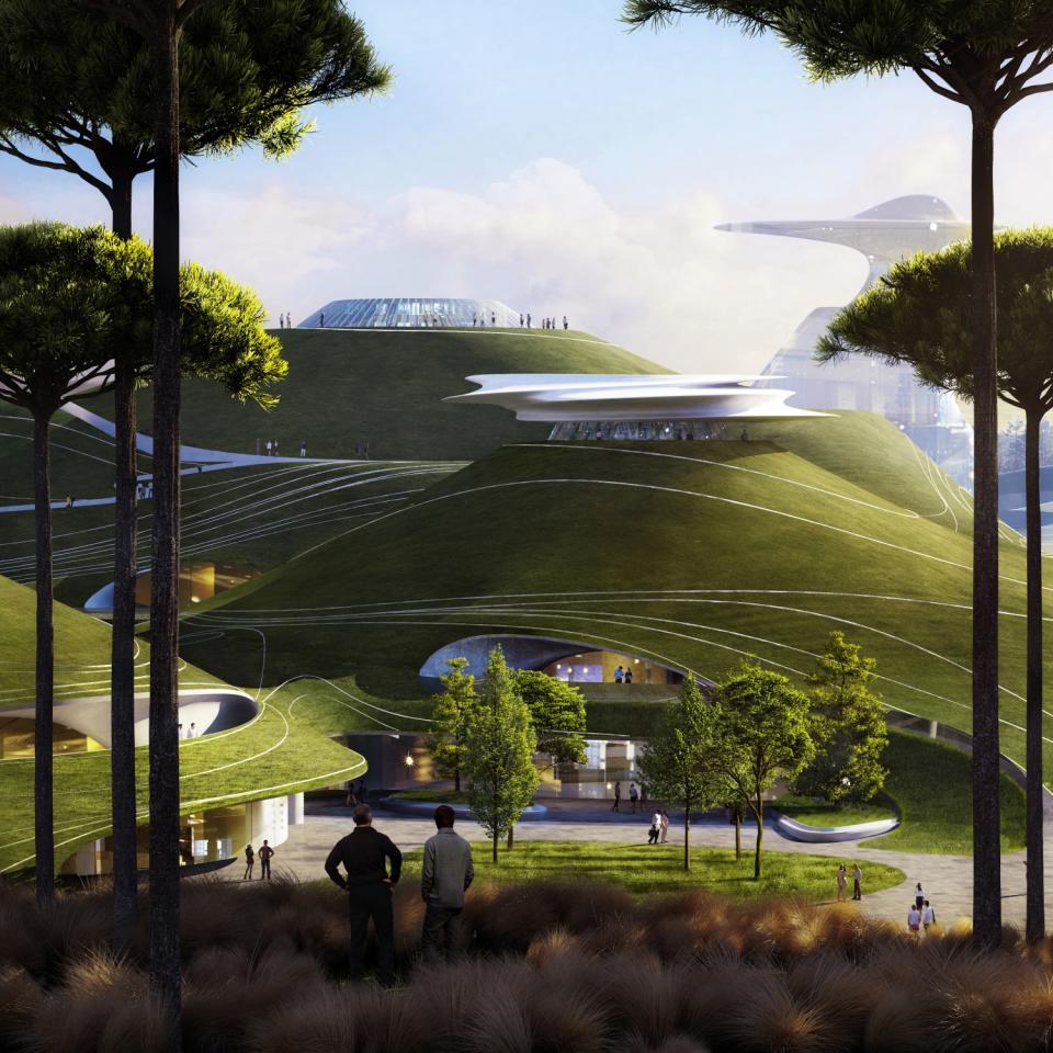 A rendering of the Quzhou Sports Campus in China