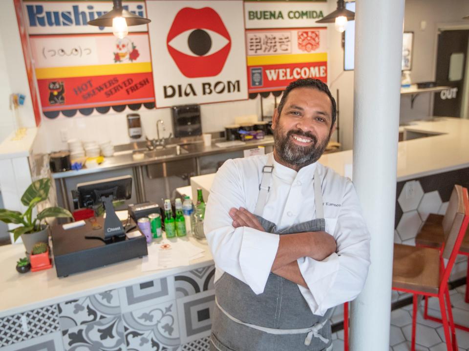 Chef-owner Ramses Alvarez at his new Dia Bom restaurant inside Crossroads Collective food hall, 2238 N. Farwell Ave.&nbsp;The longtime Milwaukee chef is fusing Latin and Asian flavors at Dia Bom, which means good day in Portuguese.