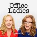 This image released by Earwolf shows the cover art for "Office Ladies," hosted by Angela Kinsey, left, and Jenna Fischer, former cast members of NBC comedy “The Office." The podcast was named one of the top ten podcasts by the Associated Press. (Earwolf via AP)