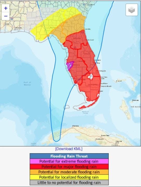 Potential for major flooding throughout the Florida Peninsula.