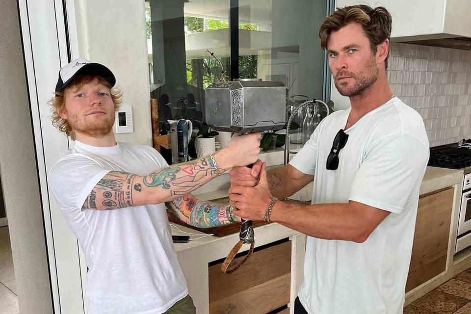 <p>Ed Sheeran/Instagram</p> Ed Sheeran and Chris Hemsworth.