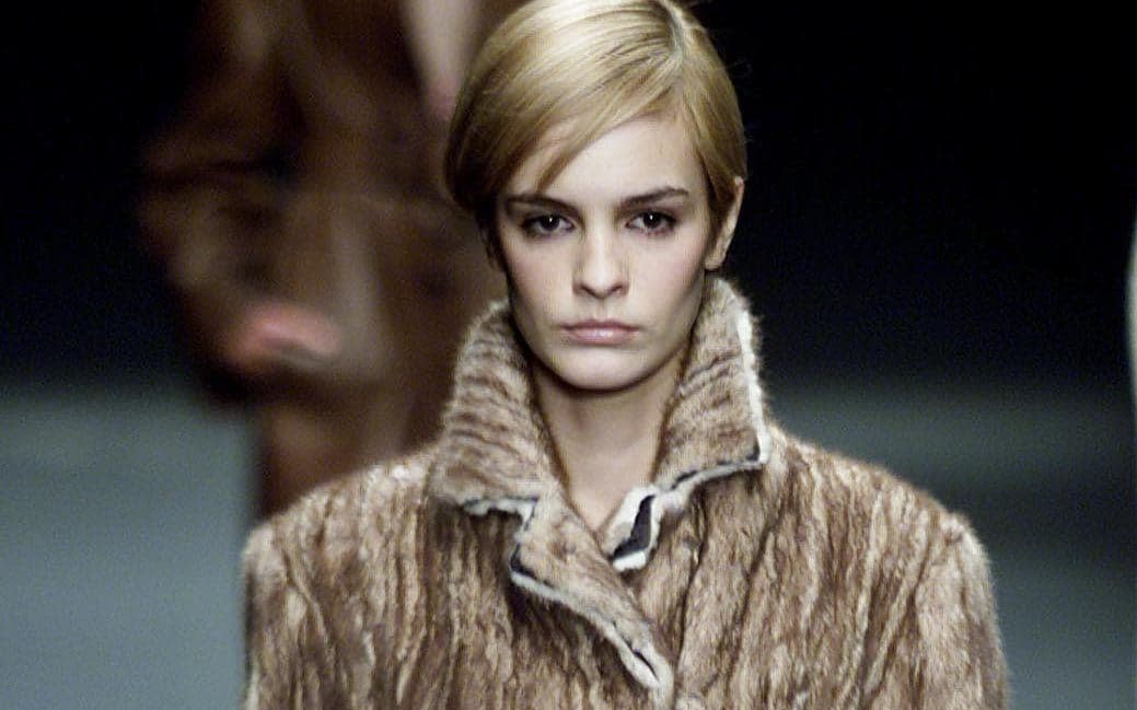 A model wears a Prada fur coat at the 2002 Milan fashion show - Stephen Lock Retained