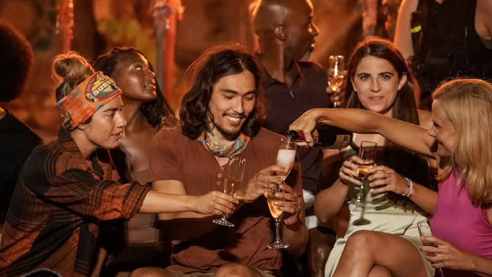 Survivor 45's cast drinking at the finale