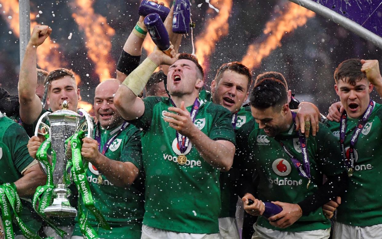 Rory Best and his Ireland team celebrate lifting the Six Nations trophy - REUTERS