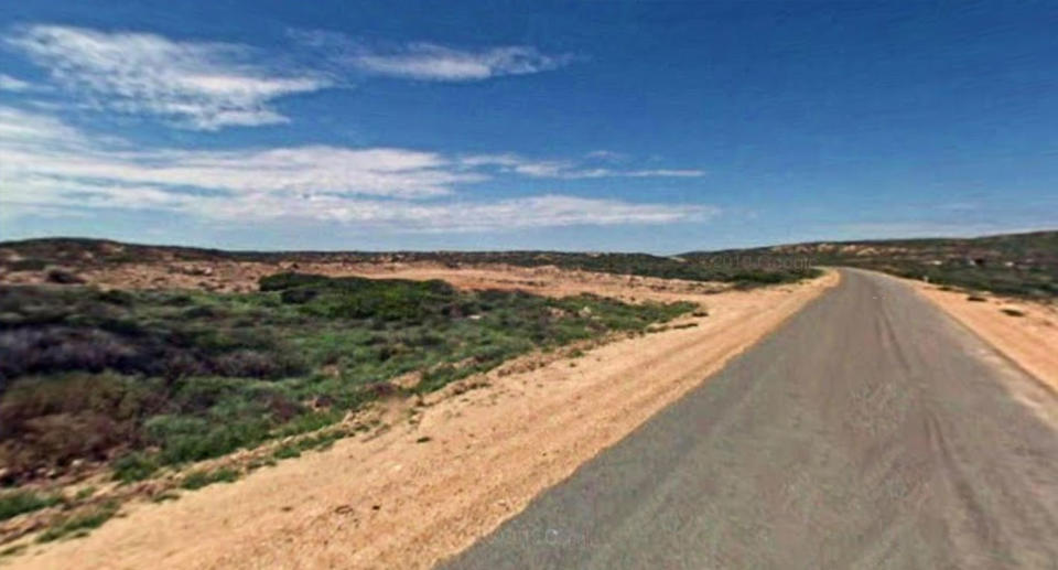 The road out of the Blowholes campsite where Cleo Smith went missing.