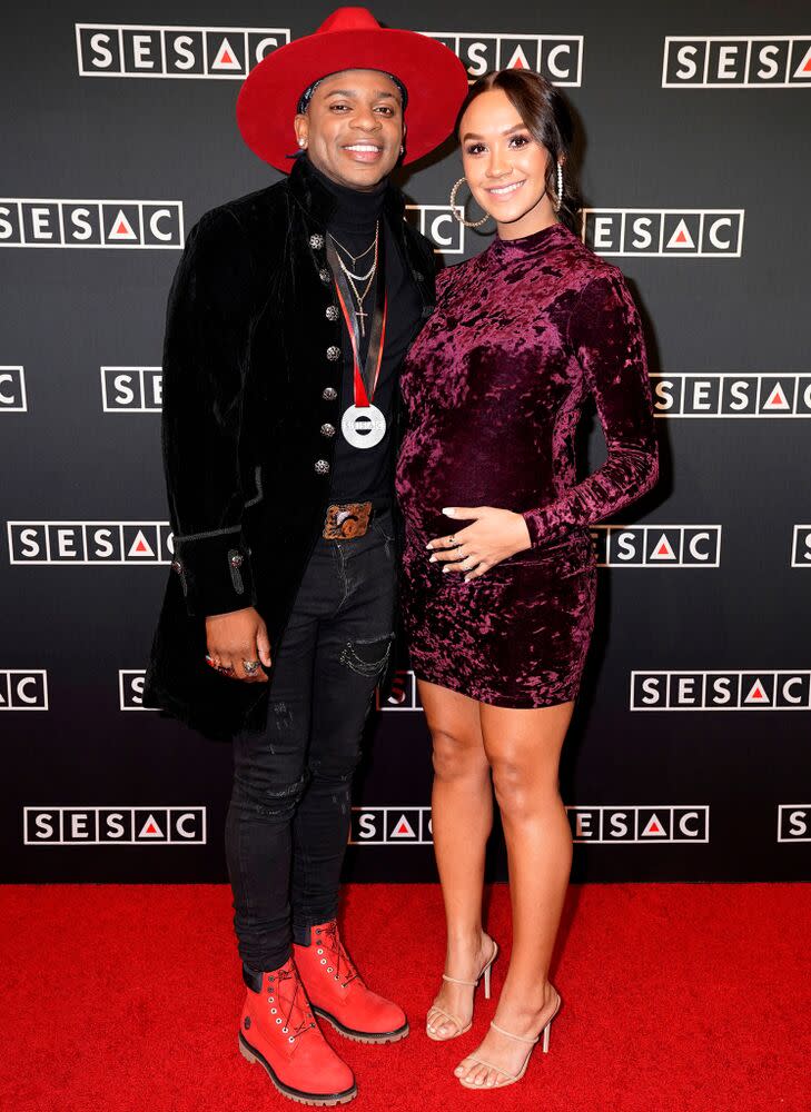 Jimmie Allen (L) and fiancée Alexis Gale | Ed Rode/Getty