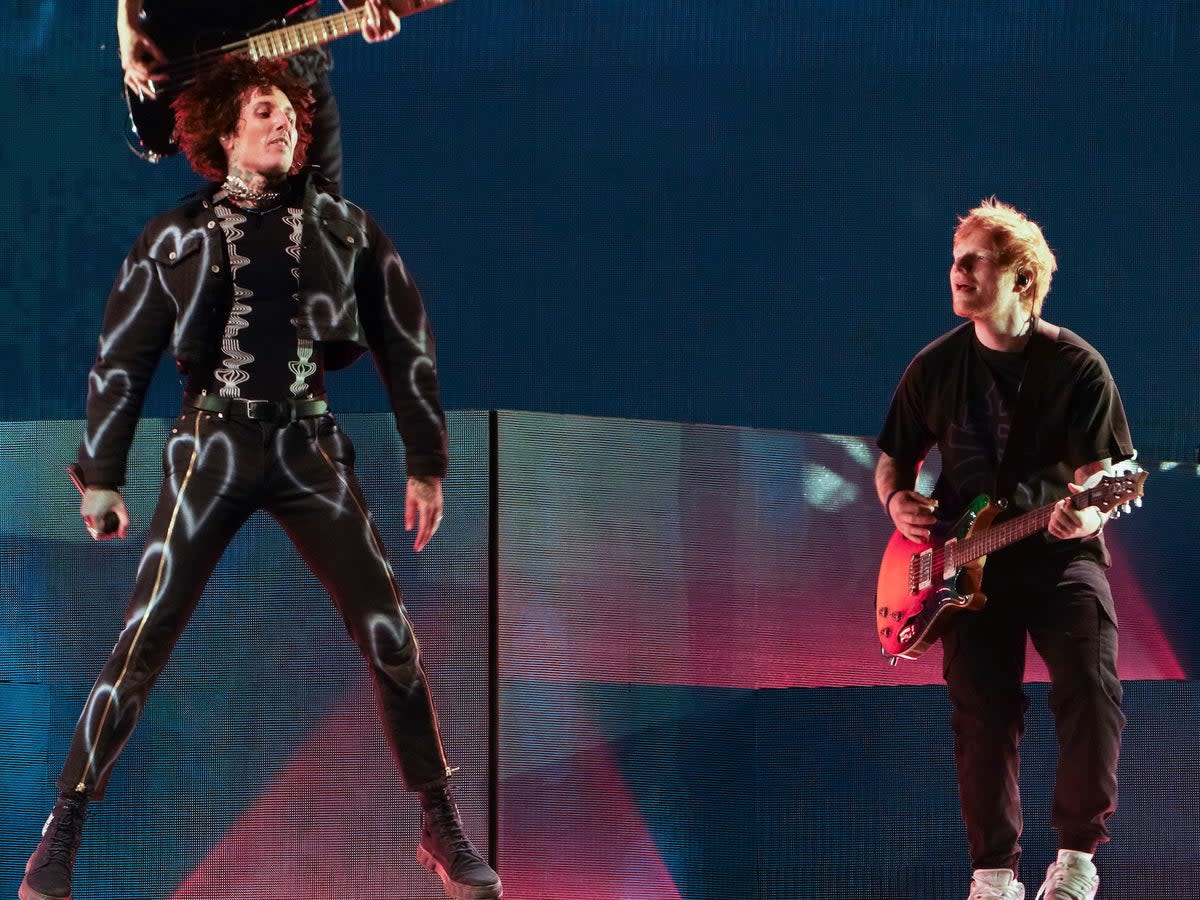 Bring Me The Horizon and Ed Sheeran perform at the Reading Music Festival (Scott Garfitt/Invision/AP)