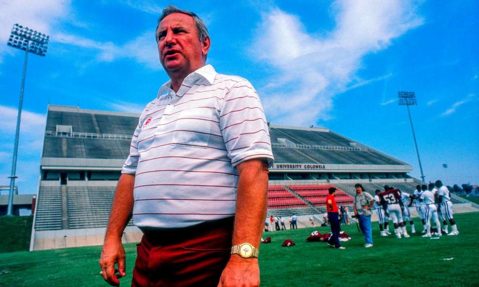 Roy Kidd, shown here in 1992, won 314 games in 39 years as the head football coach of the EKU Colonels.