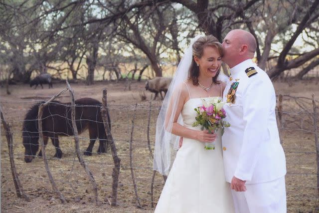 <p>Office of Senator Mark Kelly</p> Gabby Giffords and Mark Kelly on their wedding day in 2007