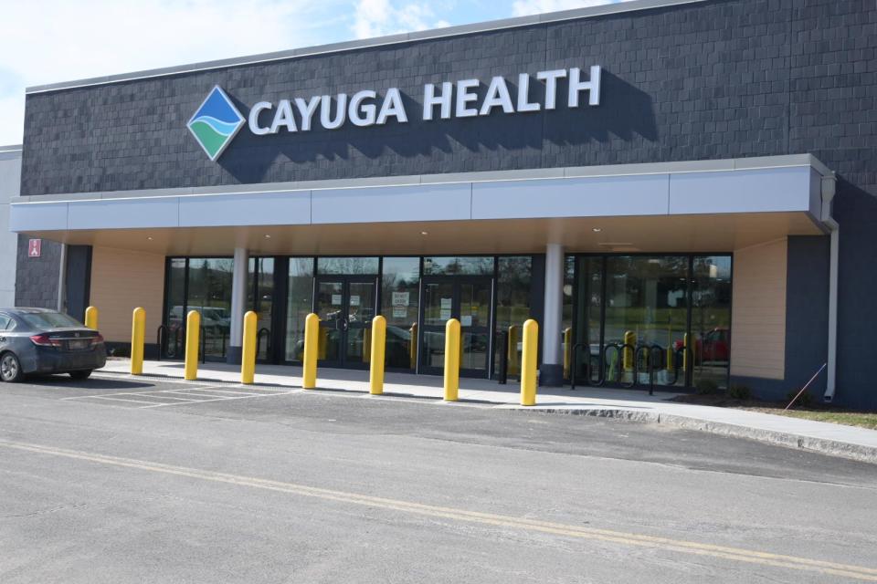 The front entrance of Cayuga Health's new Ithaca Mall location at 40 Catherwood Road in Ithaca