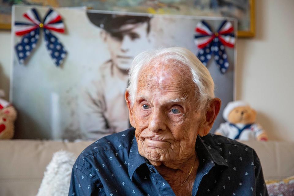 Navy veteran Harry Chandler, 102, was a Navy hospital corpsman 3rd Class during the Japanese invasion at Pearl Harbor in 1941.