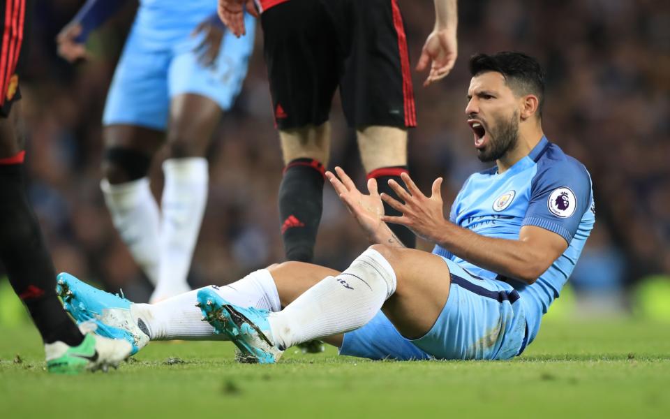 Sergio Aguero looks frustrated