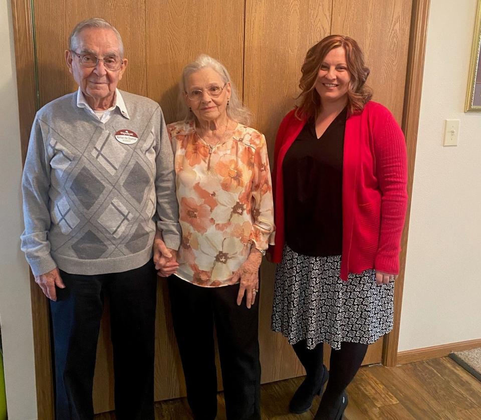 Paul White with his wife Nannette and granddaughter Jennifer Russell. The Whites have three children, five grandchildren, nine great-grandchildren and two great-great-grandchildren.