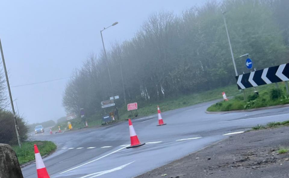 Dorset Echo: The road closure at Monkeys Jump Roundabout