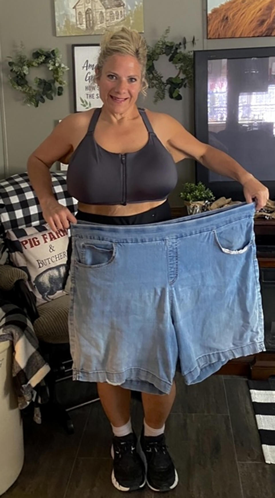 She lost 144 pounds and went from a size 24 to a size 12-14 in shorts.  (Courtesy Missy Gillenwater)