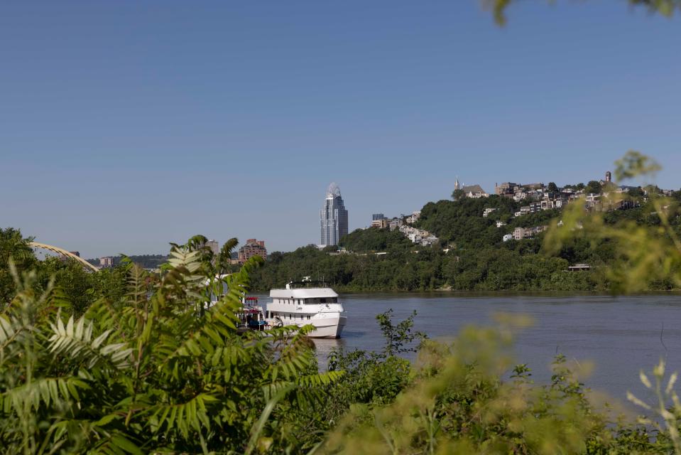 A general view of Downtown and Mount Adams from the trail in the Manhattan Harbour housing project photographed, Tuesday, June 15, 2021, in Dayton, Ky.