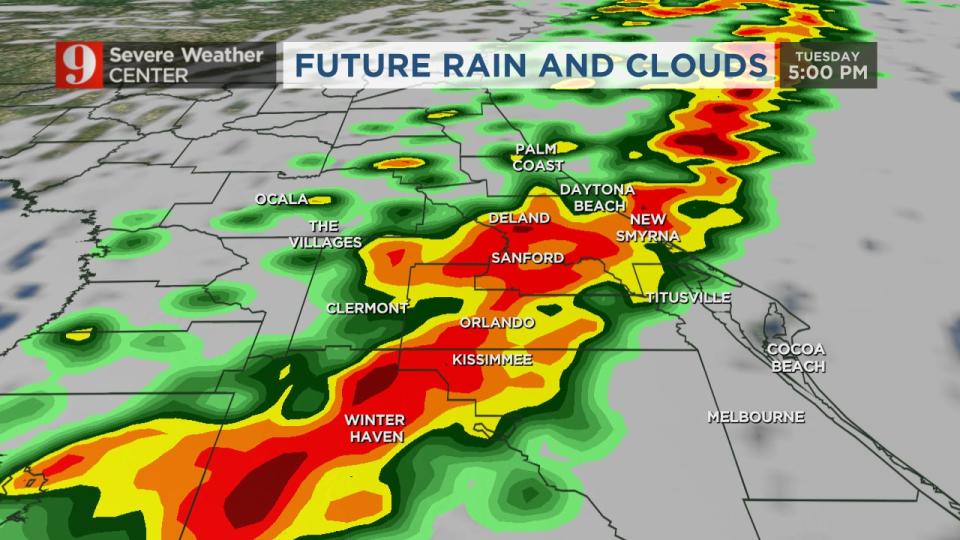 Central Florida is at risk for wind damage and isolated tornados.