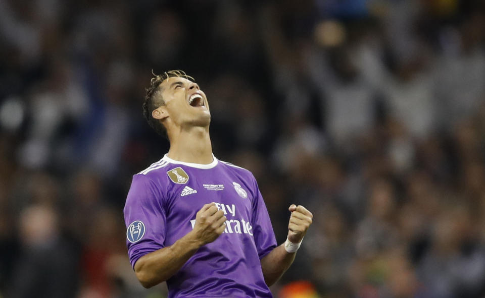 <p>Britain Soccer Football – Juventus v Real Madrid – UEFA Champions League Final – The National Stadium of Wales, Cardiff – June 3, 2017 Real Madrid’s Cristiano Ronaldo celebrates after winning the UEFA Champions League Final Reuters / Carl Recine Livepic </p>