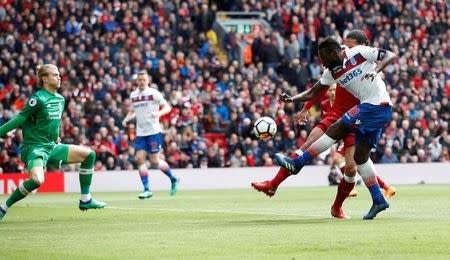 Soccer Football - Premier League - Liverpool v Stoke City - Anfield, Liverpool, Britain - April 28, 2018 Stoke City's Mame Biram Diouf misses a chance to score Action Images via Reuters/Carl Recine