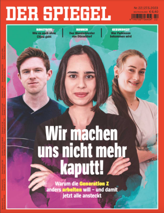 La Une du numéro du Spiegel du 27 mai 2023 consacré à la génération Z et à son rapport au travail. Le magazine titre : “Nous ne nous tuerons plus à la tâche ! Pourquoi la génération Z veut travailler différemment et comment cela bénéficiera à tous”.. Photo Der Spiegel