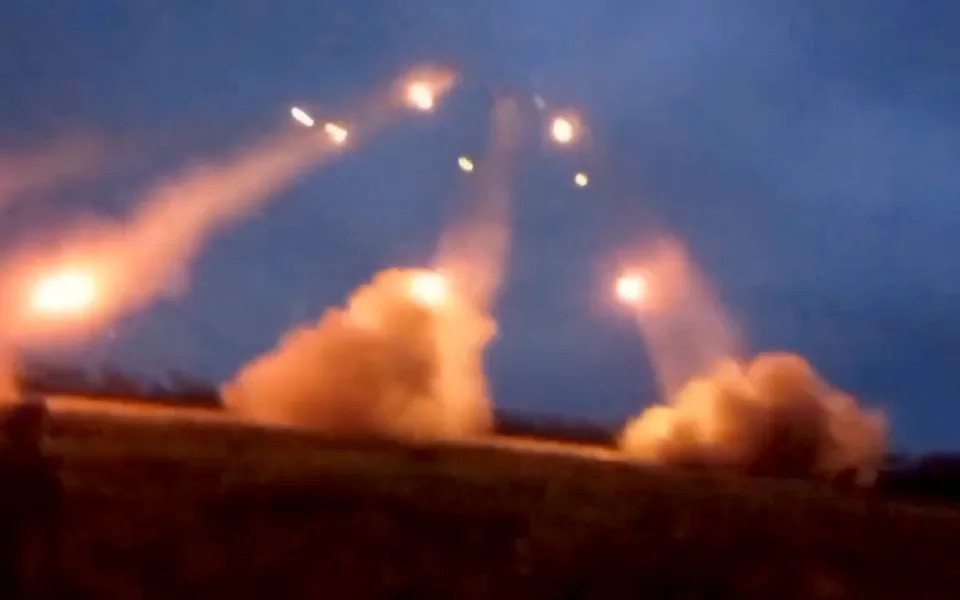 Rocket fire in Bakhmut  (via REUTERS)