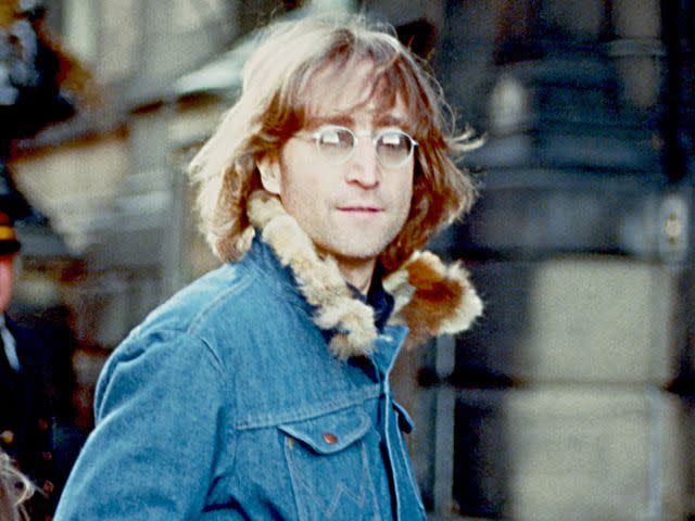 <p>Vinnie Zuffante/Getty </p> John Lennon in 1977 in New York City, New York.