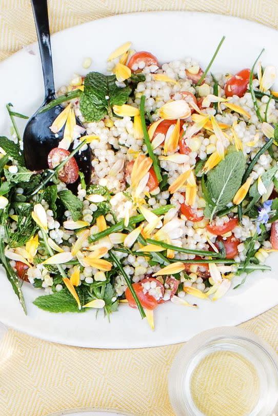 Fresh Corn, Tomato, Herb, and Israeli Couscous Salad