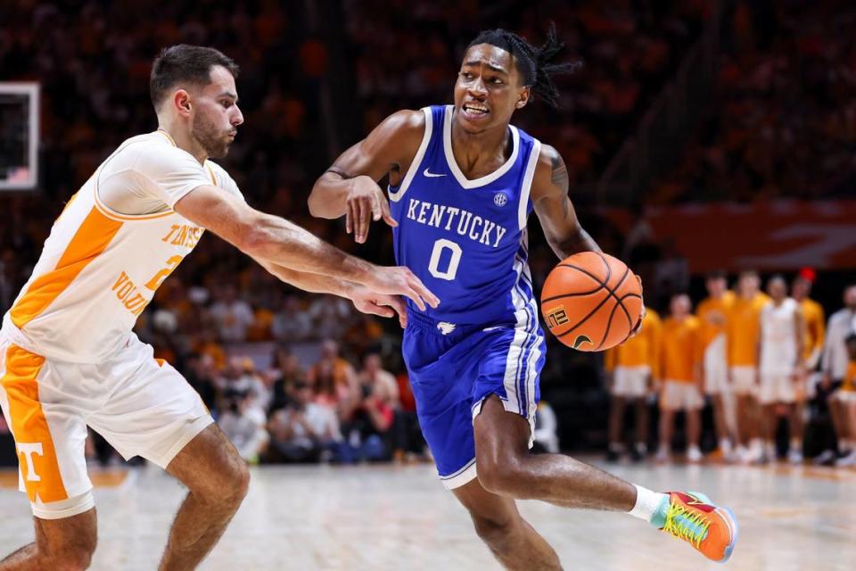 Kentucky guard Rob Dillingham scored 11 points in 17 minutes in the Wildcats’ win at Tennessee on Saturday.