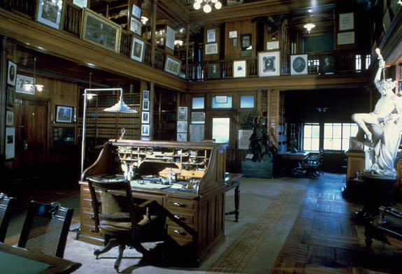 Thomas Edison's library where possibly the world's oldest movie screen is hung.