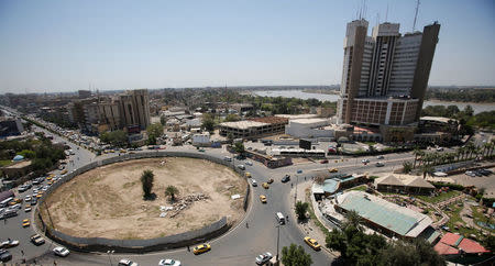 A view of al-Firdous Square, where the statue of Saddam Hussein was pulled down by U.S. Marines on April 9, 2003, in Baghdad, Iraq April 8, 2018. REUTERS/Khalid al Mousily