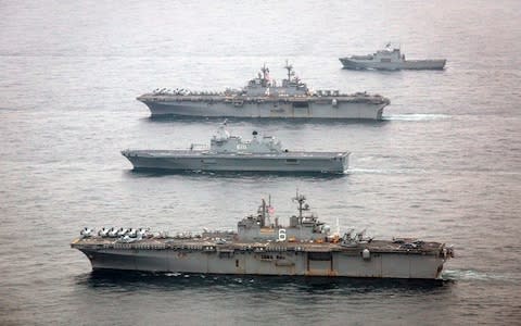 The US Navy takes part in military exercises with South Korea - Credit: AFP