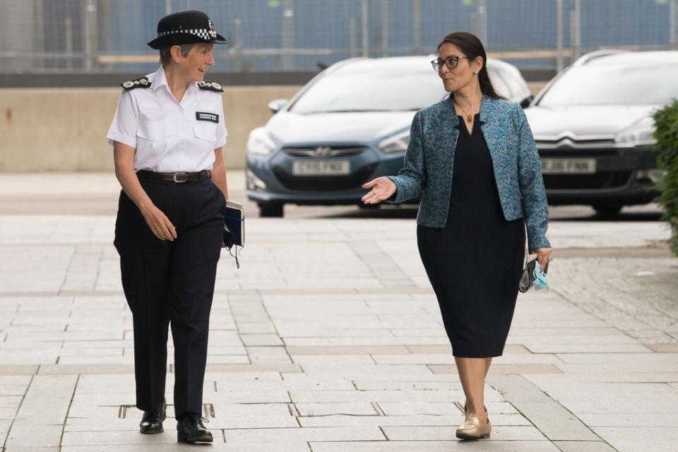 Dame Cressida with Home Secretary Priti Patel during a visit to the new Counter-Terrorism Operations Centre (Stefan Rousseau/PA) (PA Wire)