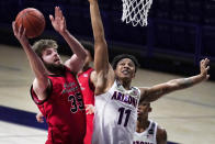 Eastern Washington forward Tanner Groves shoots over Arizona forward Ira Lee (11) during the second half of an NCAA college basketball game, Saturday, Dec. 5, 2020, in Tucson, Ariz. Arizona won 70-67. (AP Photo/Rick Scuteri)