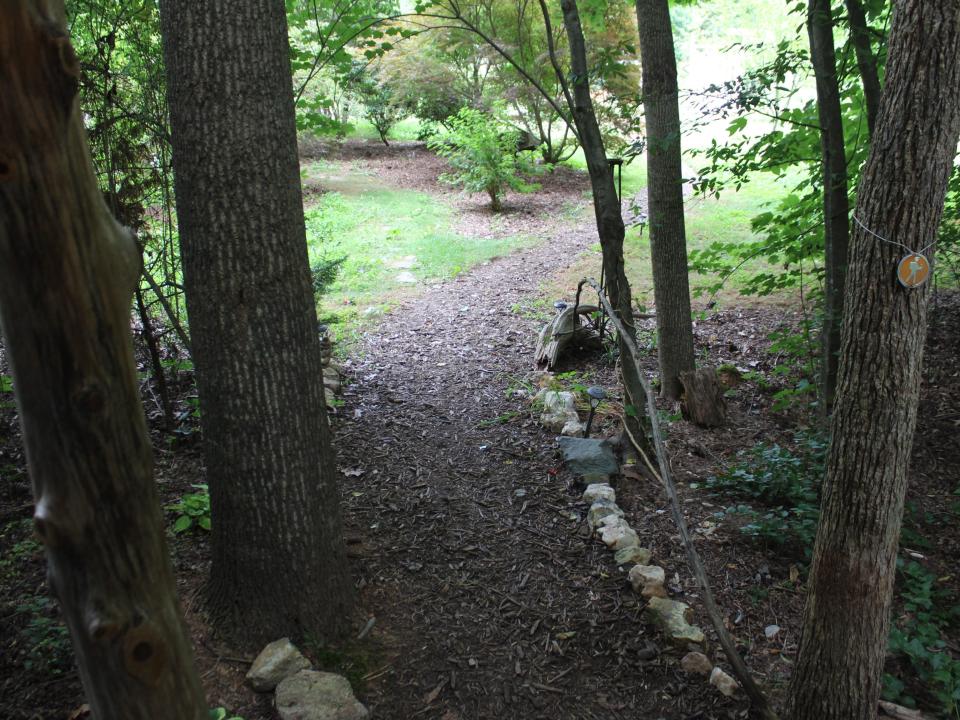 the path up to the tiny house