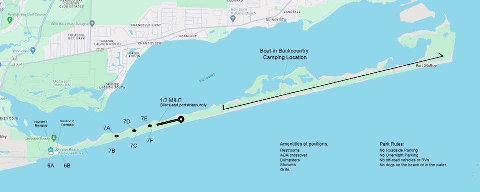 Map of the Perdido Key Area of the Gulf Islands National Seashore.