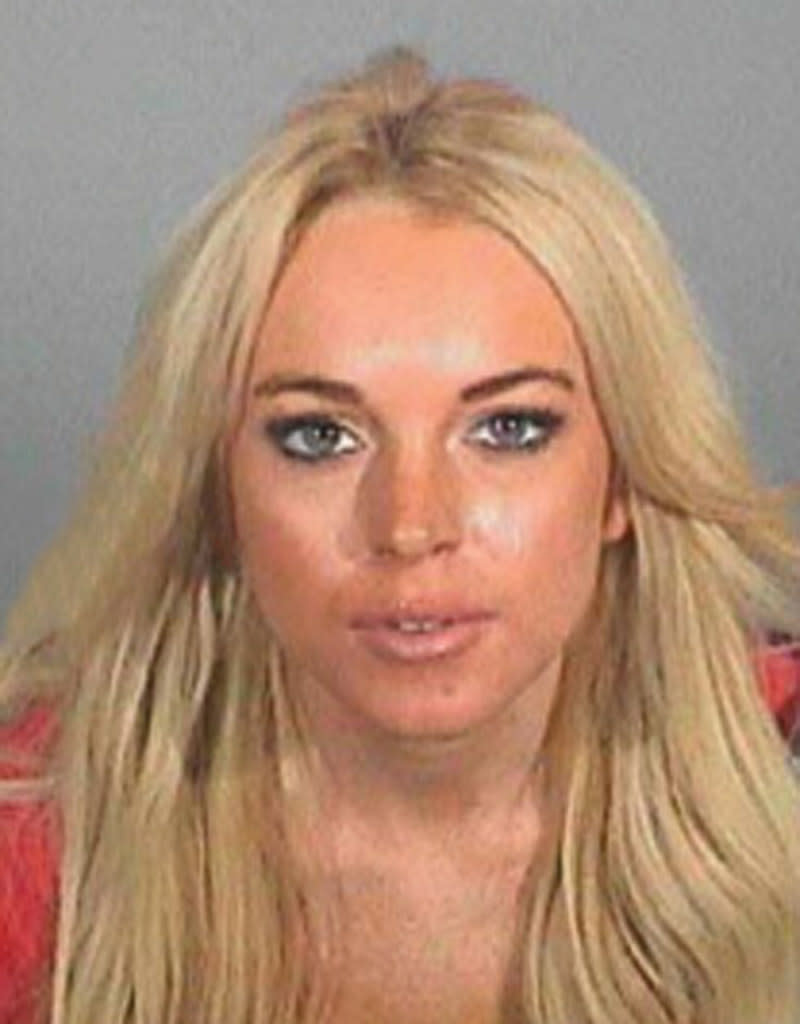 Mugshot of Lindsay Lohan who has served 84 minutes of jail time