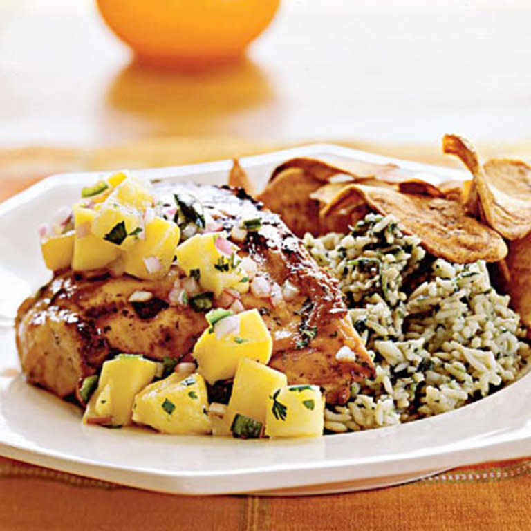 Grilled Chicken with Mango-Pineapple Salsa