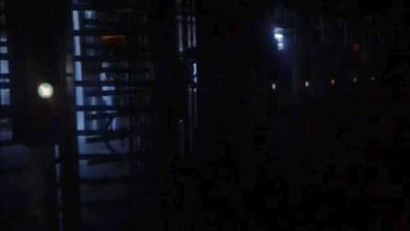 A view of the turnstiles at the 66th Street station during a blackout caused by widespread power outages, in this still frame taken from video, in the Manhattan borough of New York City