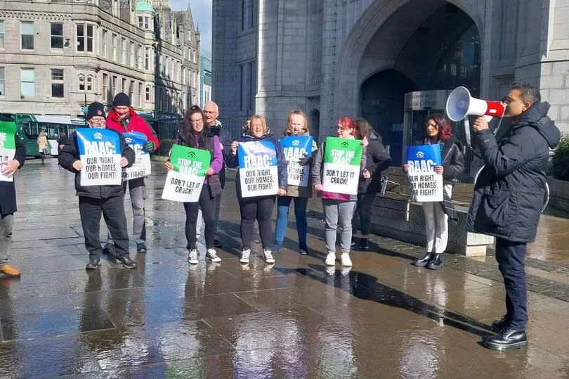 Torry residents took their RAAC protest to Marischal College