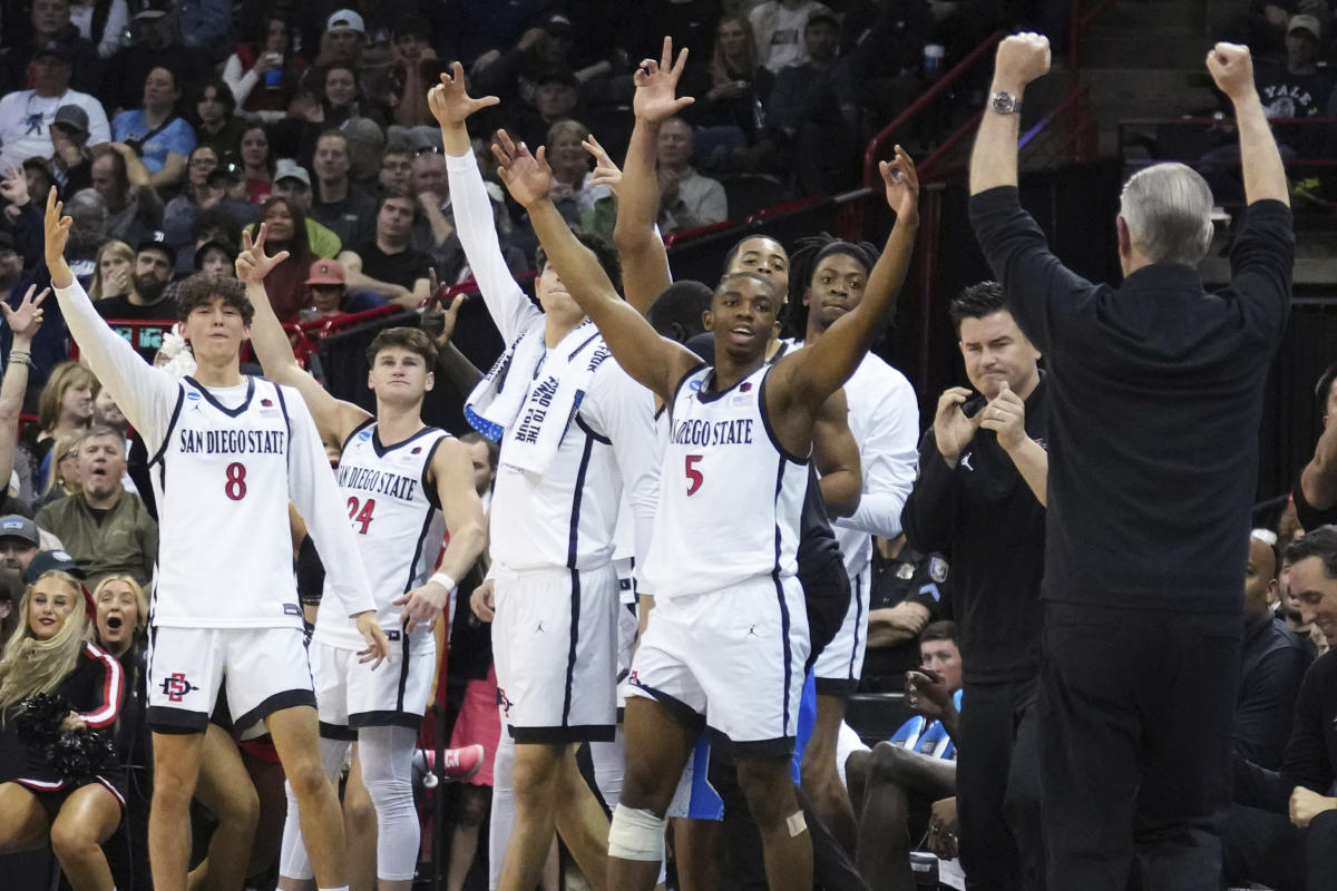 March Madness San Diego State cruises past Yale to set up title game