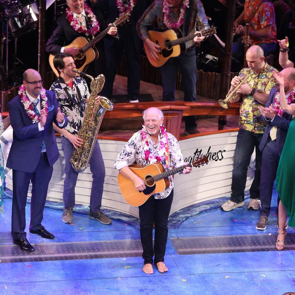 On Thursday, the Jimmy Buffett jukebox musical Escape to Margaritaville made its splashy debut at the Marquis Theatre.
