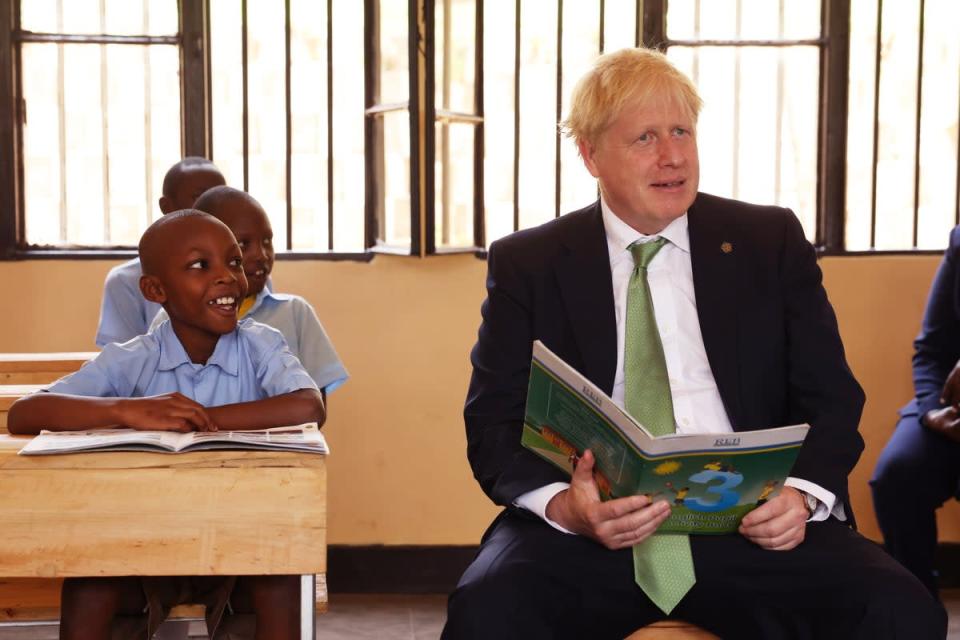 Prime Minister Boris Johnson attends a lesson during a visit to GS Kacyiru II school in Kigali, Rwanda (Dan Kitwood/PA) (PA Wire)