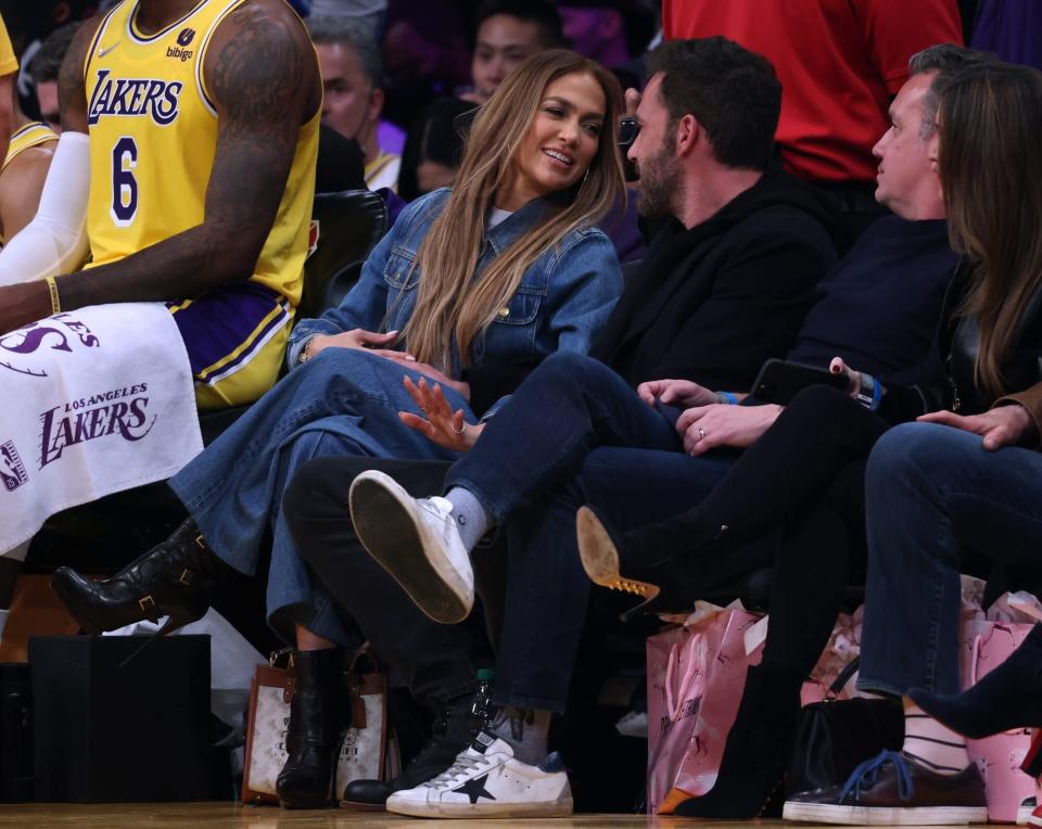Jennifer Lopez Wore a Canadian Tuxedo for a Courtside Date Evening with Ben Affleck