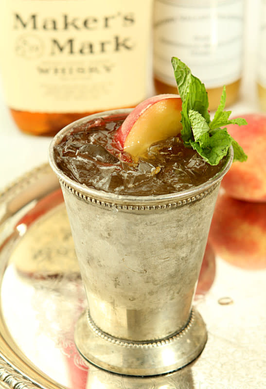 <p>Creative Culinary</p><p>Infuse the usual mint julep with peaches, the fruit of the South. <a href="http://www.creative-culinary.com/honey-peach-mint-julep/" rel="nofollow noopener" target="_blank" data-ylk="slk:Get the recipe HERE!;elm:context_link;itc:0;sec:content-canvas" class="link ">Get the recipe HERE!</a></p>