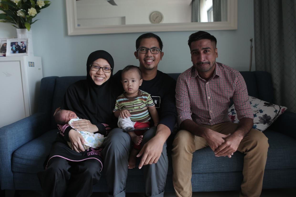 Liyana, Musaddiq and Singh, together with the couple's two children. (Photo: Yahoo Lifestyle Singapore)