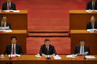 Chinese President Xi Jinping speaks during an event to honor some of those involved in China's fight against COVID-19 at the Great Hall of the People in Beijing, Tuesday, Sept. 8, 2020. Chinese leader Xi Jinping is praising China's role in battling the global coronavirus pandemic and expressing support for the U.N.'s World Health Organization, in a repudiation of U.S. criticism and a bid to rally domestic support for Communist Party leadership. (AP Photo/Mark Schiefelbein)