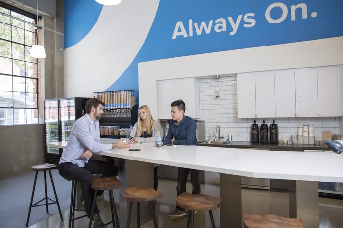 A scene in the Okta break room